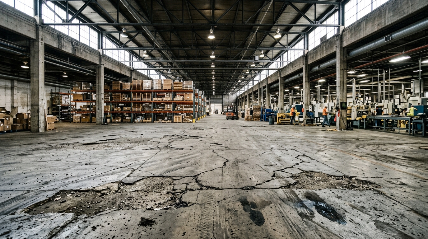 Öncesi: Deforme ve Çatlak Fabrika Beton Zemini